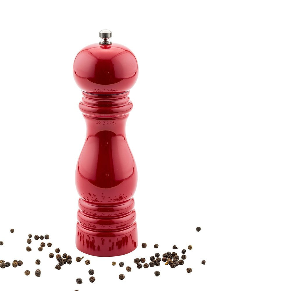[Australia - AusPower] - 7.5-IN Classic French Pepper Mill: Perfect for Restaurants, Cafes, and Catered Events - Adjustable Coarseness Pepper Grinder - High Gloss Red Environment-Friendly Rubberwood - 1-CT - Restaurantware 7.5" 