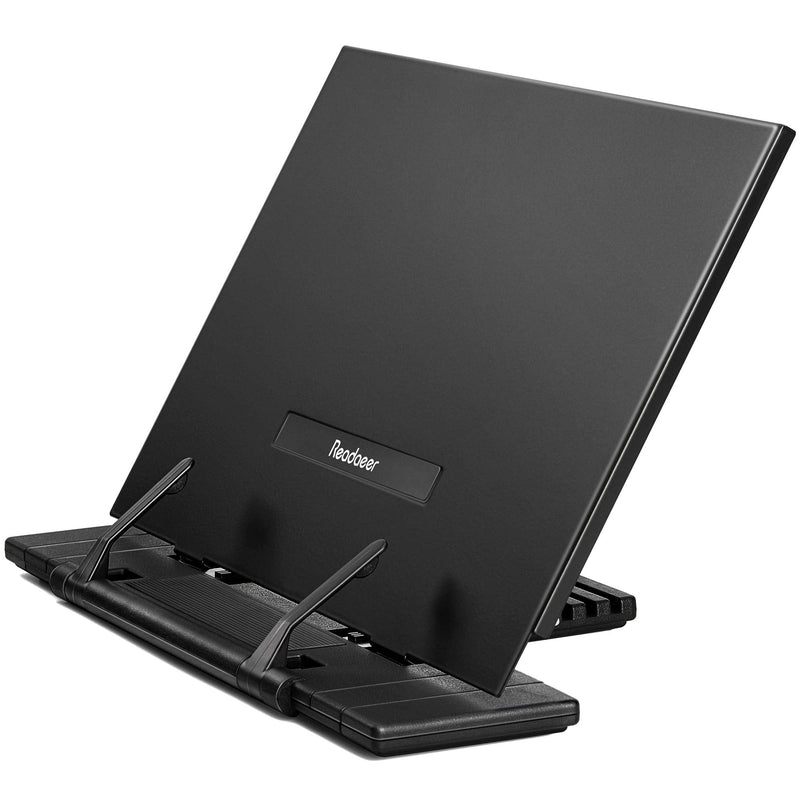 [Australia - AusPower] - Readaeer Metal Book Stand for Desk Portable Document Holder for Cook Book, Music Book, iPad, Laptop, Reading Rest with 7 Adjustable Positions and Page Paper Clips 