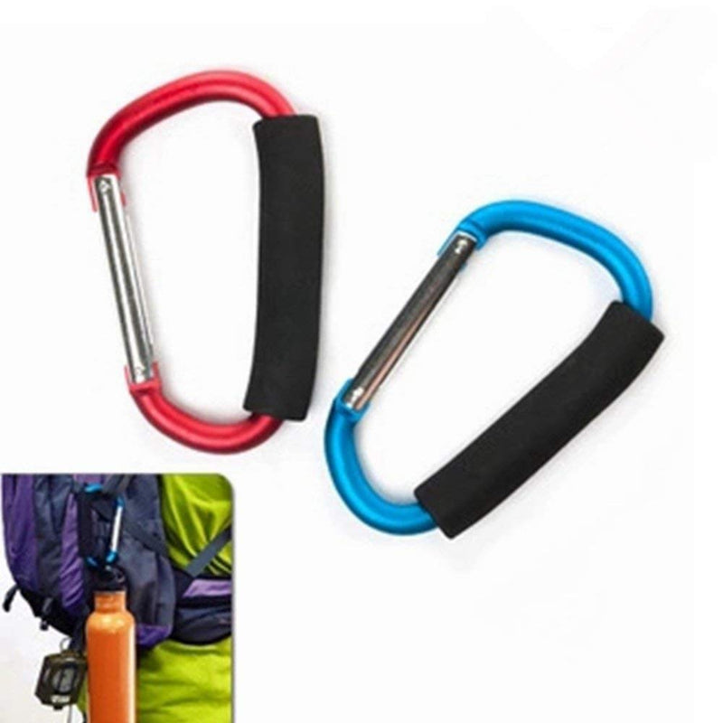 [Australia - AusPower] - 2X Carabiner Hook - 5.4" Large Aluminum D-Style Carry Handle with Sponge for Shopping Bags Handbag Tote Stroller Carrying 