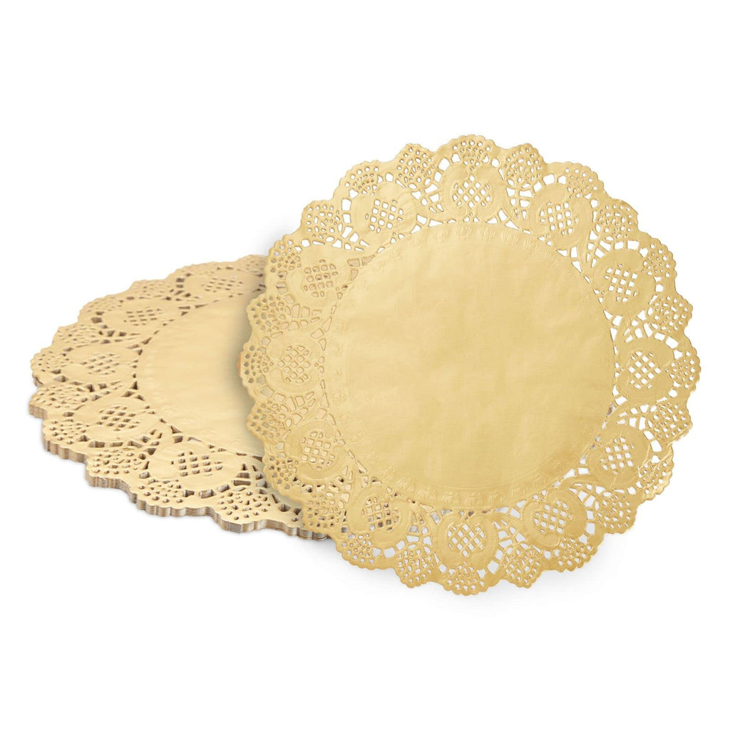 [Australia - AusPower] - 60 Pack Round Gold Paper Doilies, Lace Placemats for Cakes, Desserts, and Baked Treats (12 Inches) 