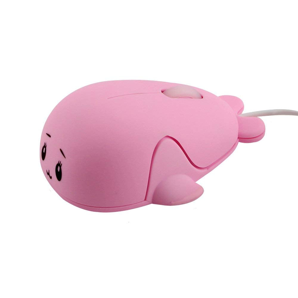 [Australia - AusPower] - Fashionable Cute Animal Baby Dolphin Shape USB Wired Mouse 1600 DPI Optical Mice Mini Small Kids Children Mice for PC Laptop Computer (Pink) Pink 