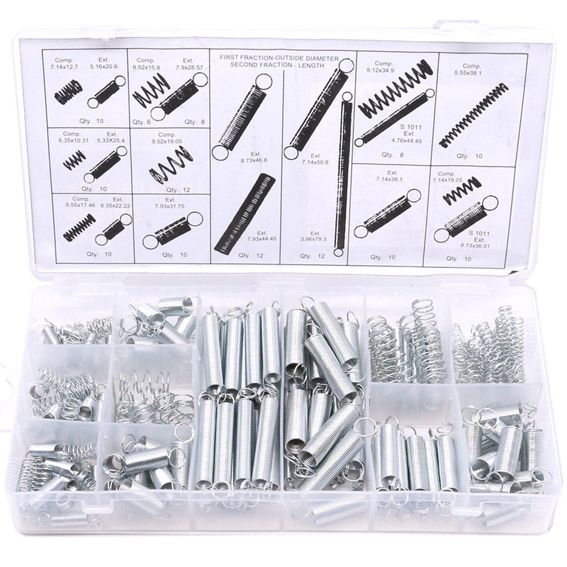 [Australia - AusPower] - Glarks 200Pcs Zinc Plated Extension and Compression Industry Spring Assortment Kit 