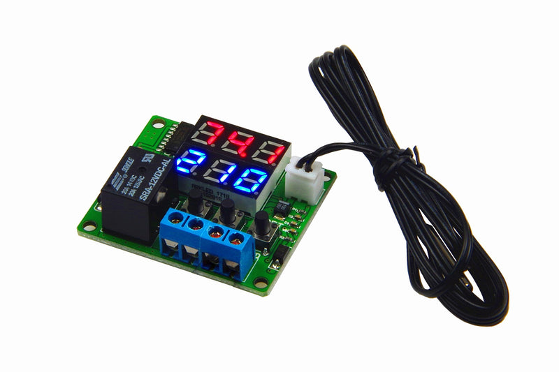 [Australia - AusPower] - LM YN DC 12V Digital Thermostat Module -58℉ to 257℉ Fahrenheit Temp Display Temperature Controller Board With 20A Relay Waterproof Sensor Probe Dual LED Display Red Blue 