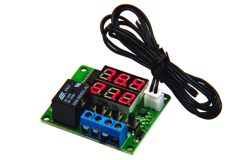 [Australia - AusPower] - LM YN DC 5V Digital Thermostat Module -58℉ to 257℉ Fahrenheit Temp Display Temperature Controller Board With 20A Relay Waterproof Sensor Probe Dual LED Display Red Red 
