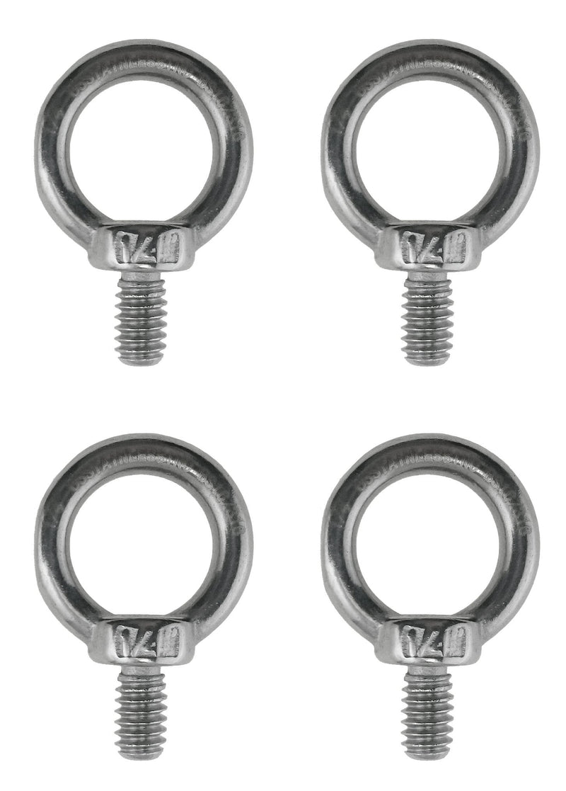 [Australia - AusPower] - 4 Pieces Stainless Steel 316 1/4" Lifting Eye Bolt 1/4" UNC Marine Grade 
