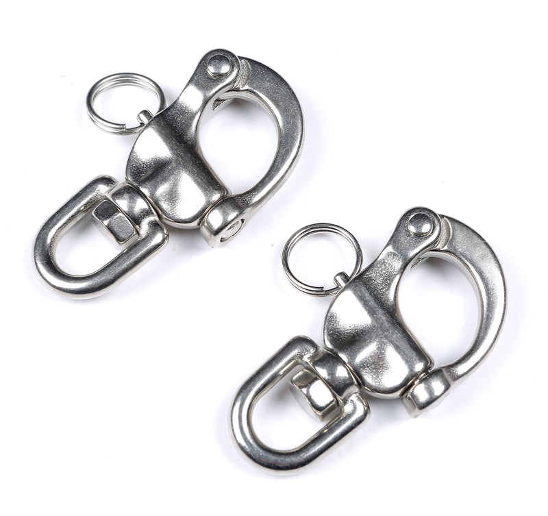 [Australia - AusPower] - Mxeol Swivel Eye Snap Shackle Quick Release Bail Rigging Sailing Boat Marine Stainless Steel Clip Pair 2-3/4", Silver 