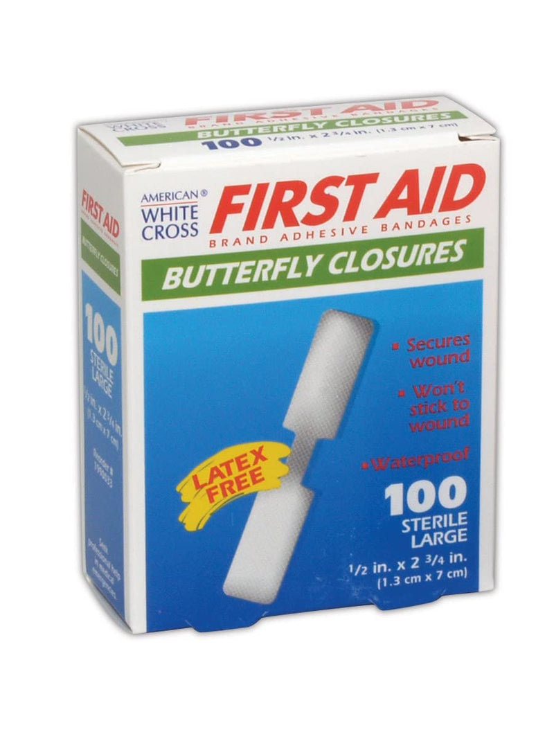 [Australia - AusPower] - MAGID AM WHT CRS MP60333 American White Cross Medium and Large Butterfly Wound Closures, 0.5" x 2.75", Flesh (Pack of 100) L Pack of 100 
