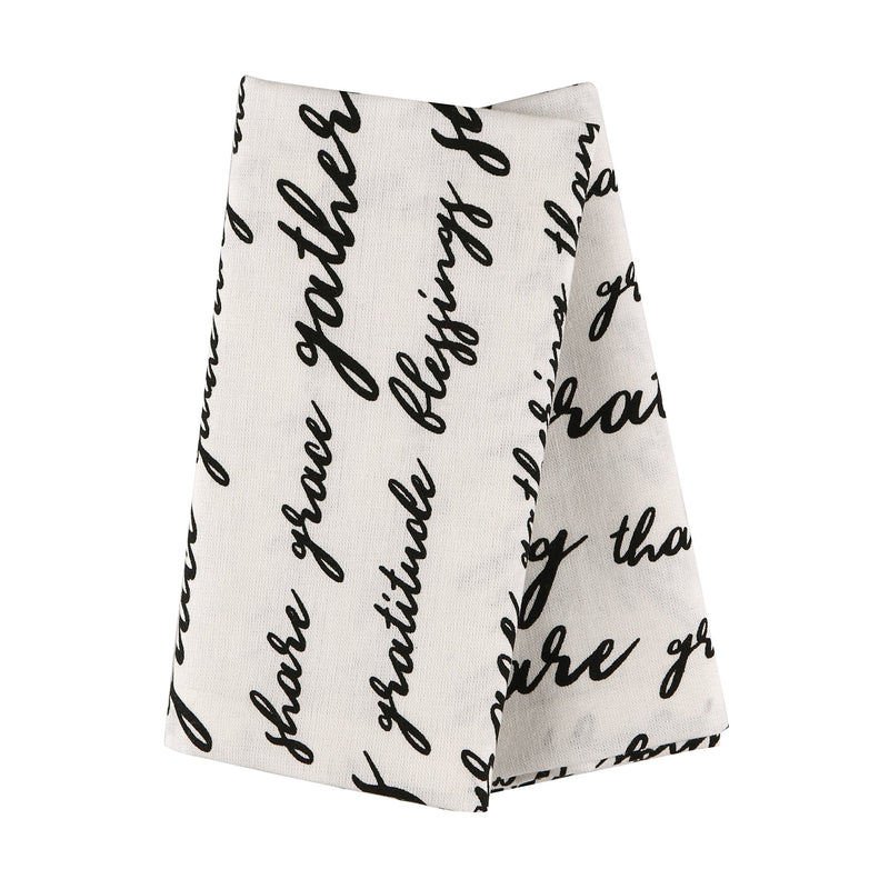 [Australia - AusPower] - The White Petals Set of 6 Thanksgiving Cloth Napkins, 100% Cotton, Napkins with Text- Blessings, Share, Grace, 20x20 inch 