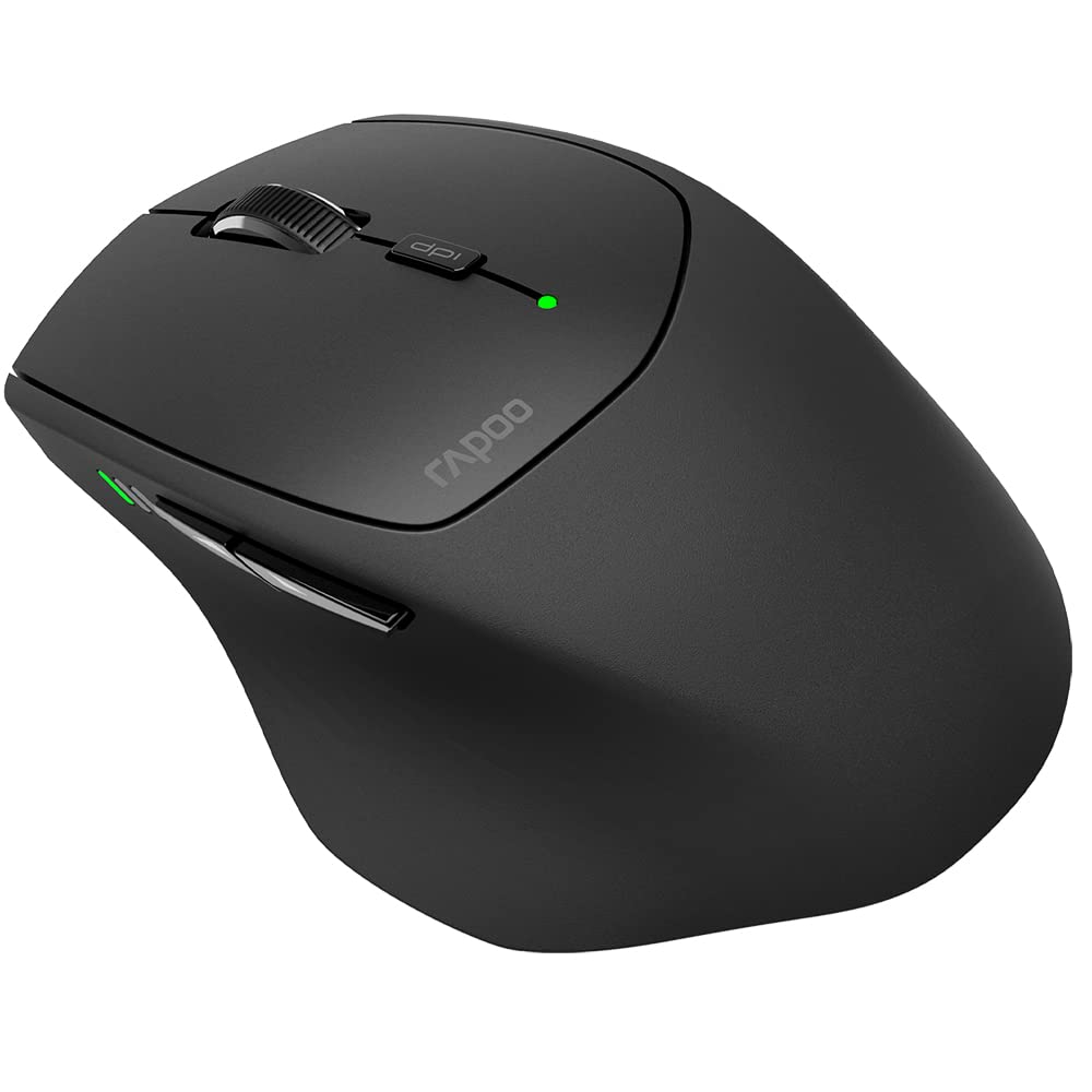 [Australia - AusPower] - RAPOO Bluetooth 2.4G Wireless Mouse, 3 Bluetooth Channels with 1 USB Receiver Noiseless Mouse, Connect up to 4 Devices, Portable Computer Mice for PC, Tablet, Laptop BLACK 