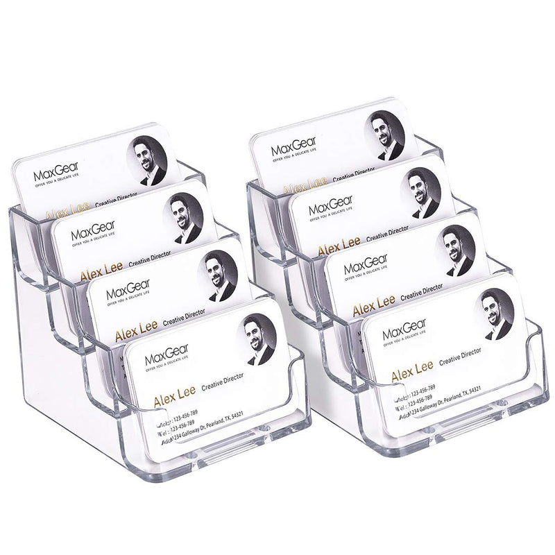 [Australia - AusPower] - MaxGear Clear Business Card Holder 4 Pocket Business Card Display, Business Card Stand for Desk or Counter with 4 Tier, 160 Card Capacity, 2 Pack 