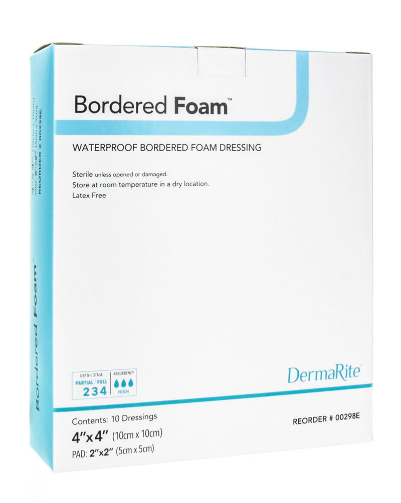 [Australia - AusPower] - DermaRite Industries Waterproof Bordered Foam Advanced Wound Care Dressing, 4 x 4", 0.5 Pound 4 x 4" 