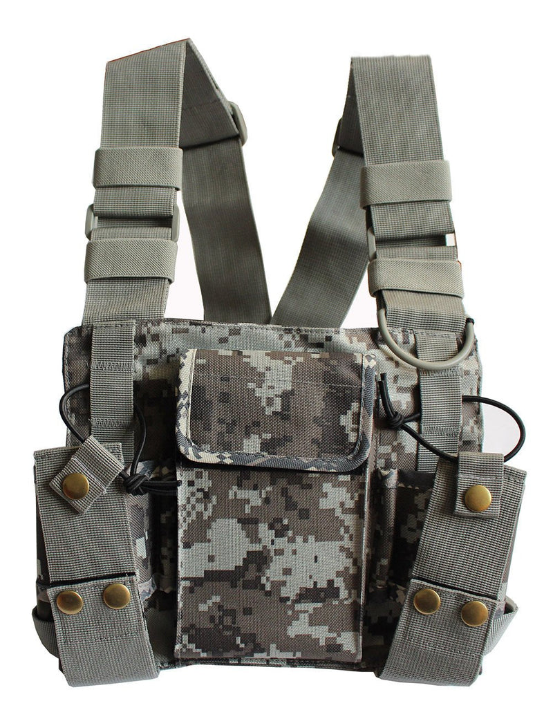 [Australia - AusPower] - Lewong Universal Hands Free Chest Harness Bag Holster for Two Way Radio (Rescue Essentials) (Camouflage) Camouflage 