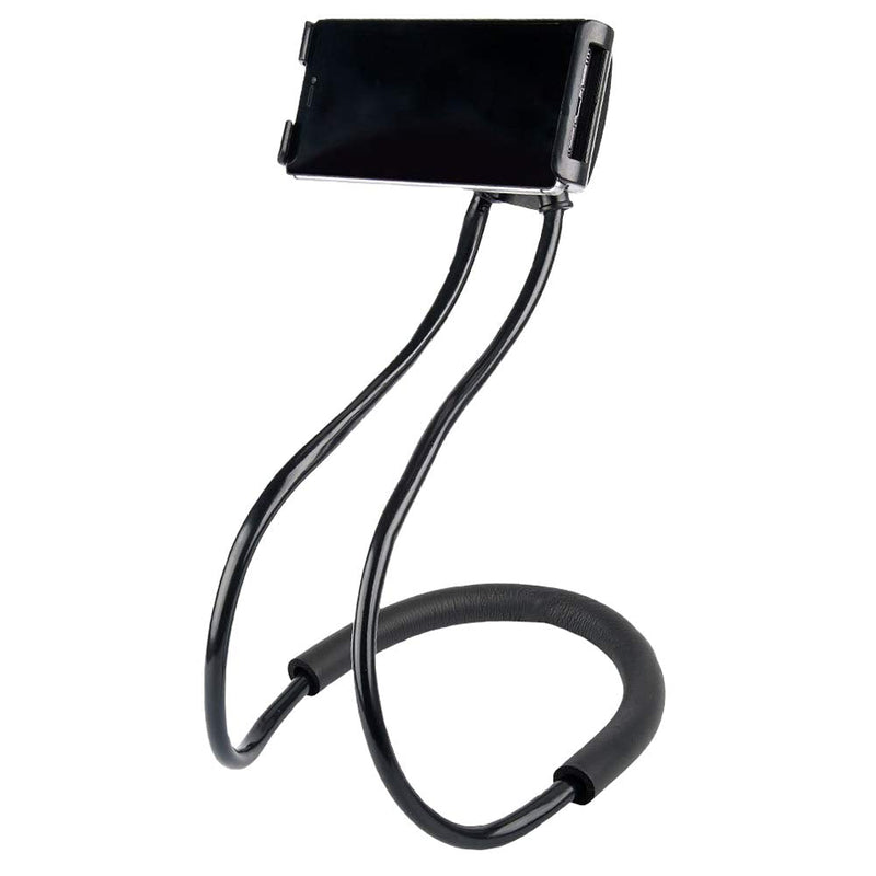 [Australia - AusPower] - Universal Smart Mobile Phone Stand,Hanging on Neck Cell Phone Mount Holder, Flexible Lazy Bracket DIY Free Rotating for Multiple Functions (Black) Black 