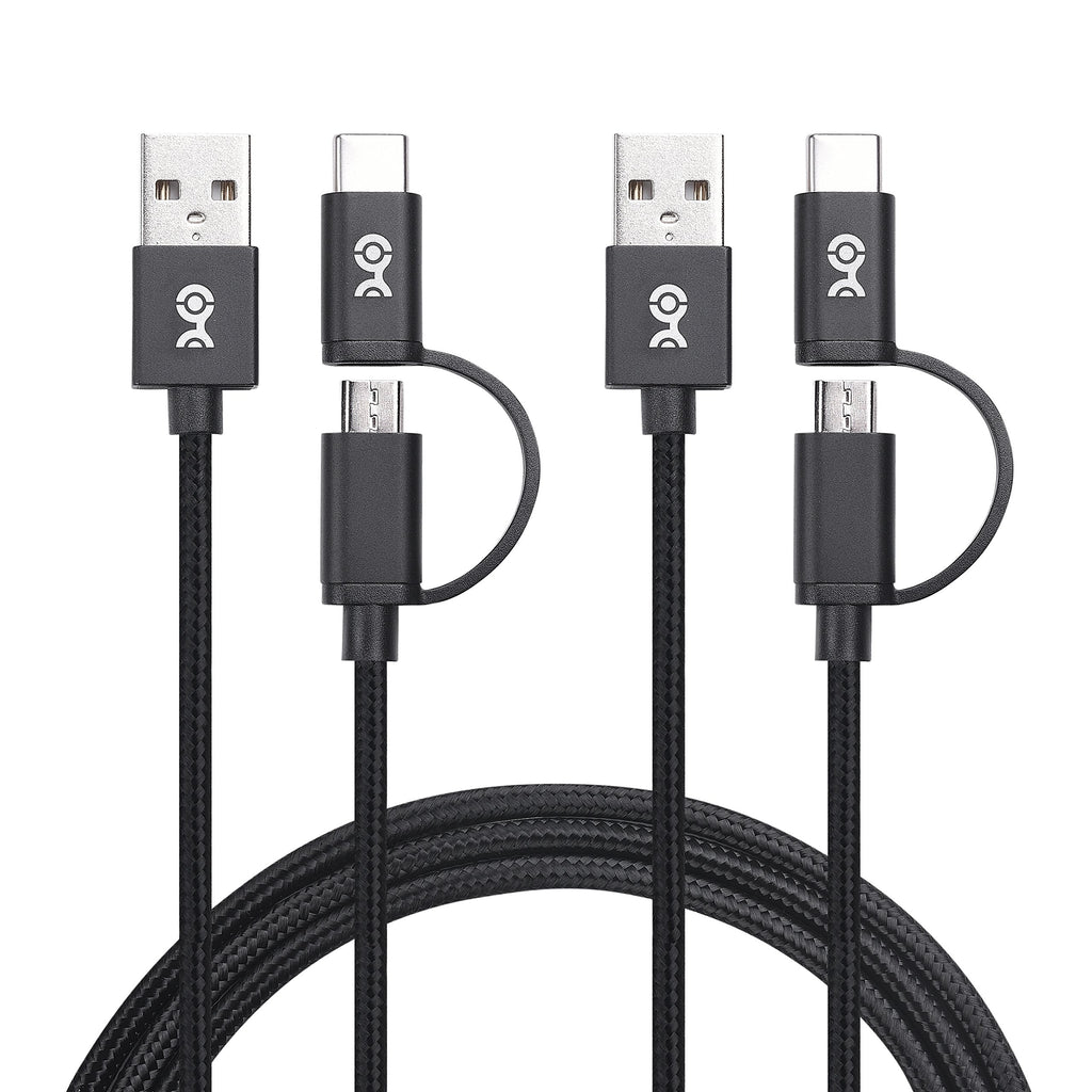[Australia - AusPower] - Cable Matters 2-Pack 2-in-1 USB-C Cable (USB Type-C Cable) with Tethered USB C to Micro USB Adapter 6.6 Feet for Samsung Galaxy S9, S8, Note 8 and More 6.6 ft 