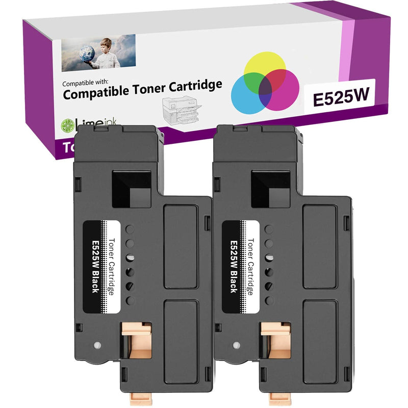 [Australia - AusPower] - Limeink 2 Black Compatible High Yield Laser Toner Cartridges Replacement for Dell E525W 525W E525 525 H3M8P DPV4T Compatible with Dell E525W, E525DW Color Laser Printers Ink 