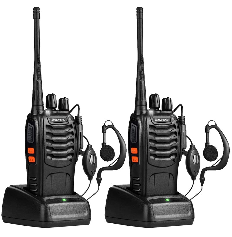 [Australia - AusPower] - Baofeng Long Range Walkie Talkies Two Way Radios with Earpiece 2 Pack UHF Handheld Rechargeable BF-888s Interphone for Adults or Kids Hiking Biking Camping Li-ion Battery and Charger Included Black-2Pcs 