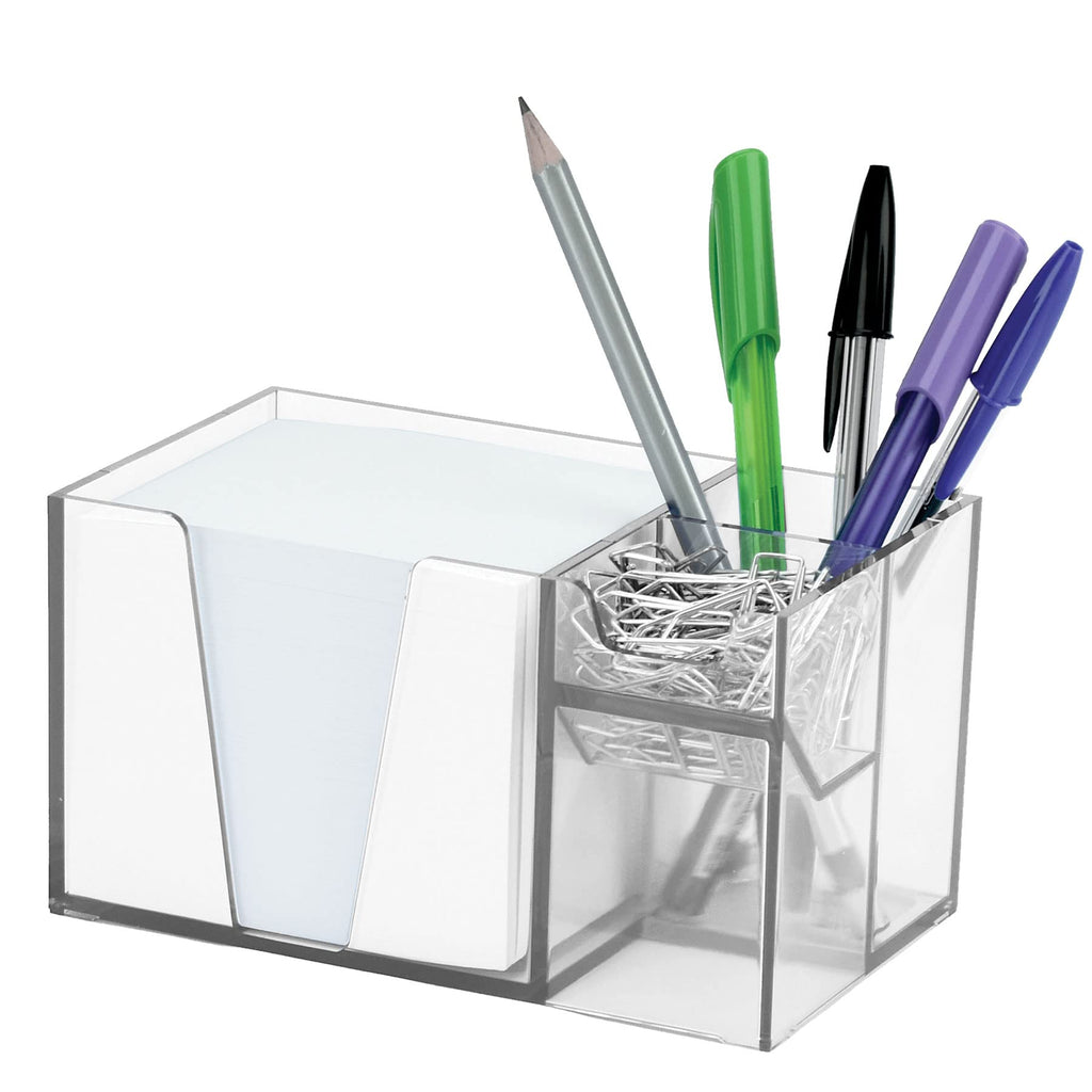 [Australia - AusPower] - Acrimet Desktop Organizer Pencil Paper Clip Caddy Holder (Plastic) (with Paper) (Clear Crystal Color) 