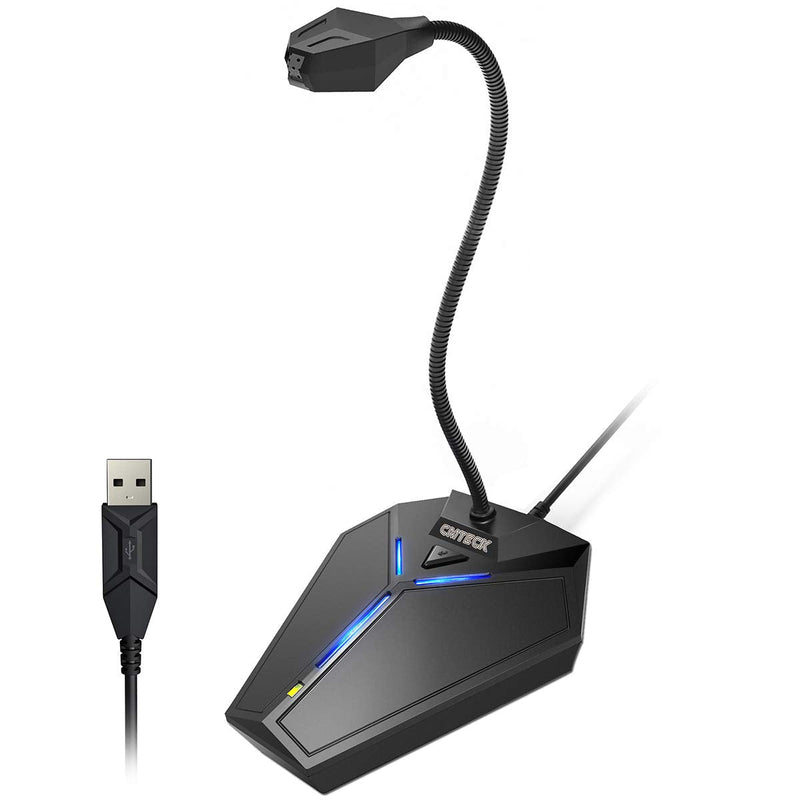 [Australia - AusPower] - USB Computer Microphone, Plug &Play Desktop Omnidirectional Condenser PC Laptop Mic, Mute Button with LED Indicator, Compatible with Windows/Mac, Ideal for YouTube, Skype, Recording, Games(1.8m /6ft) with mute button 