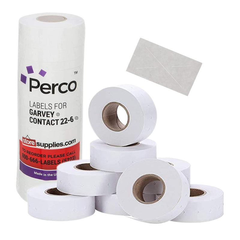 [Australia - AusPower] - 2212 White Pricing Labels for Garvey Contact 22-6/22-7/22-8 Price Gun – 9 Rolls, 11,000 Pricemarking Labels 1 Sleeve - 9 Rolls -White 