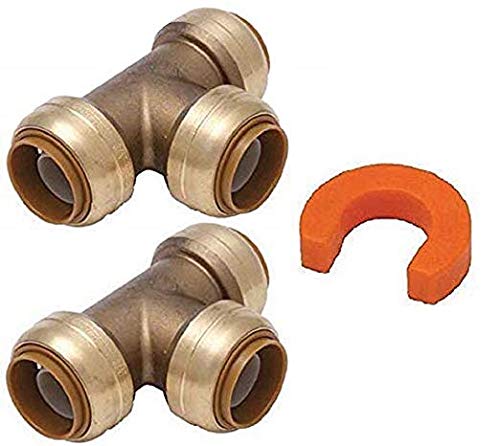 [Australia - AusPower] - 3/4" Tee 2-Pack U370LF with Disconnect Clip - Lead Free Brass Coupling for Copper Pipe, PEX, CPVC, HDPE and PE-RT Residential or Commercial Applications - 100% Satisfaction Guarantee 3/4 x 3/4 x 3/4 