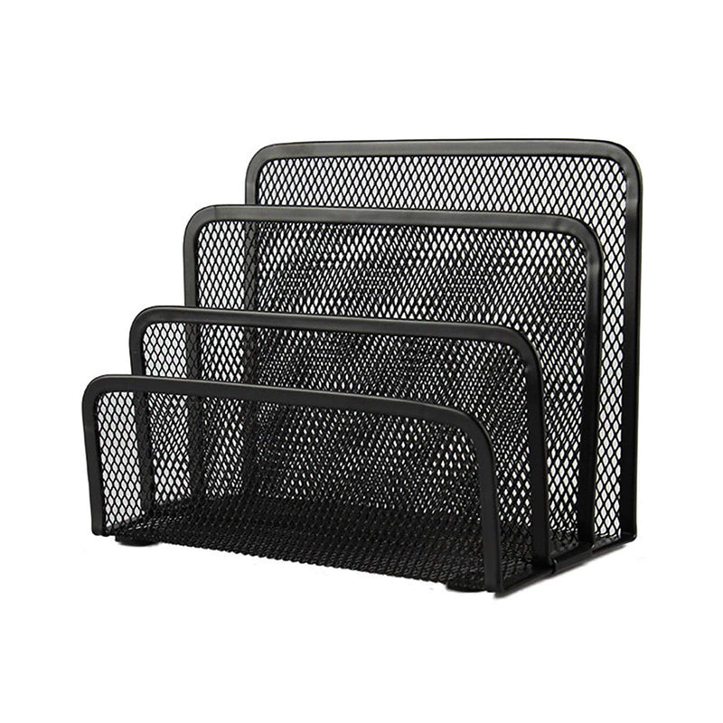 [Australia - AusPower] - VANRA Small Letter Sorter Desktop File Holder Organizer Metal Mesh with 3 Vertical Upright Compartments (Black) Black 