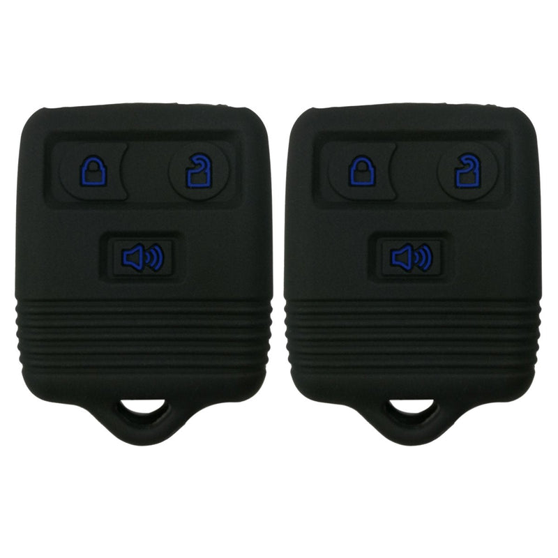 [Australia - AusPower] - 2Pcs Coolbestda Smart Silicone Key fob Cover Case Keyless Rntry Protector Jacket Holder for Ford F150 F250 F350 Explorer Ranger Escape Expedition 2Pcs Black with Blue 