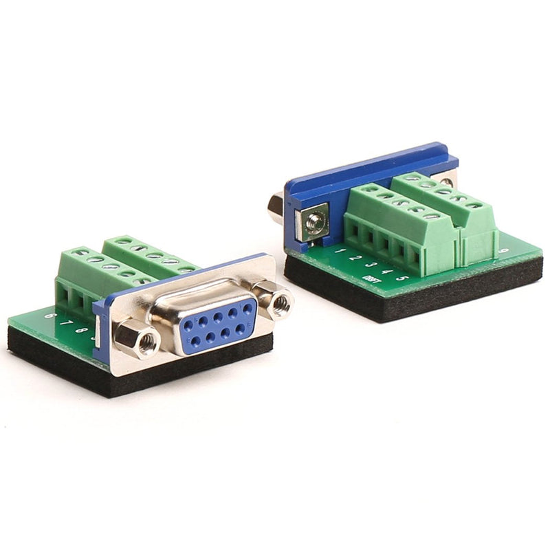 [Australia - AusPower] - DB9 Breakout Board DB9 RS232 Serial Female to Terminal Block 10P Adapter 2 Pack 