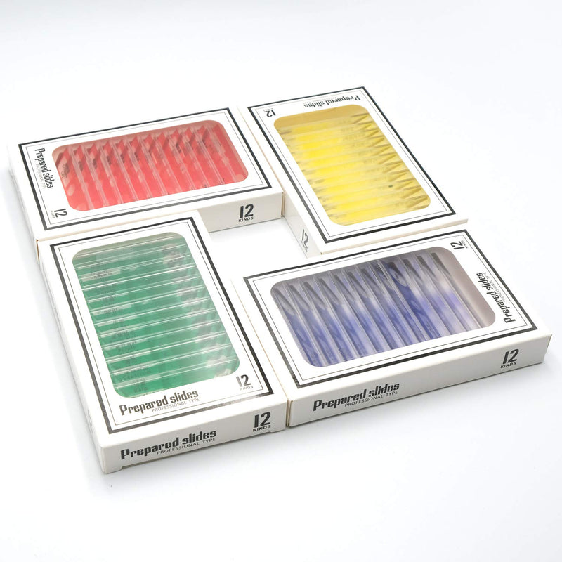 [Australia - AusPower] - QIXINSTAR 48pcs Prepared Plastic Microscope Slides Biological Specimen with 4 Boxes for Children Student Enlighten Education 