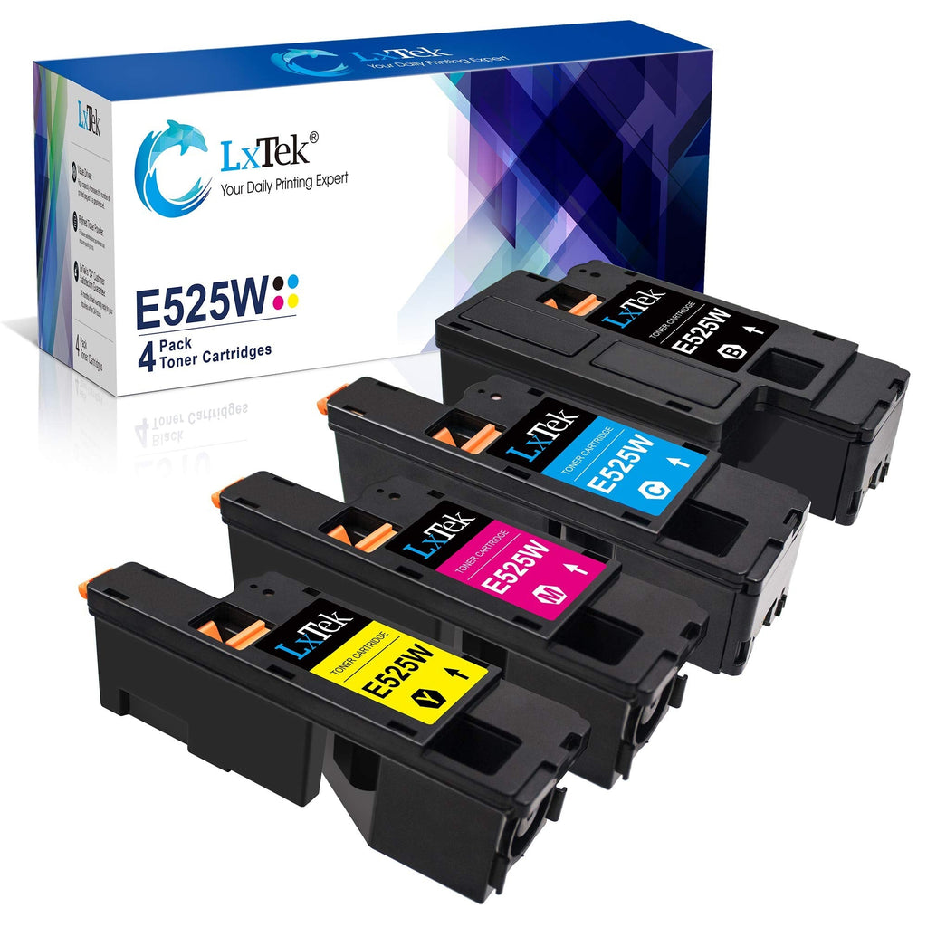 [Australia - AusPower] - LxTek Compatible Toner Cartridge Replacement for Dell E525W E525 to use with E525W Color Laser Printer, 4 Pack (593-BBJX 593-BBJU 593-BBJV 593-BBJW) 