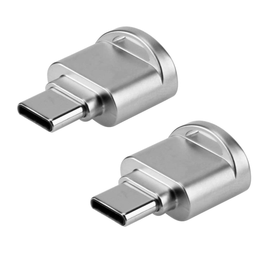 [Australia - AusPower] - CY 2pcs USB Type C USB-C to Micro SD SDXC TF Card Reader Adapter for Laptop Cell Phone (2pcs/Set) silver 
