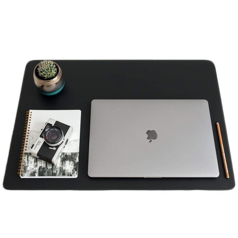 [Australia - AusPower] - ZBRANDS // Leather Smooth Desk Mat Pad Blotter Protector 24" x 17", Midnight Black, Extended Non-Slip Rectangular, Laptop Keyboard Mouse Pad 24" x 17" 