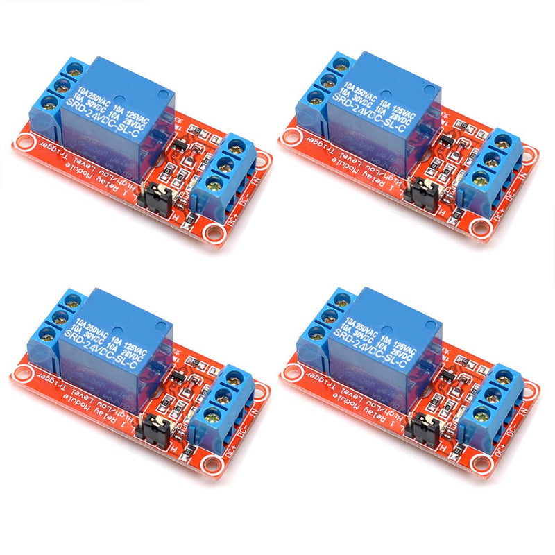 [Australia - AusPower] - Oiyagai 4pcs 24V One 1 Channel Relay Module Board Shield with optocoupler Support High and Low Level Trigger 
