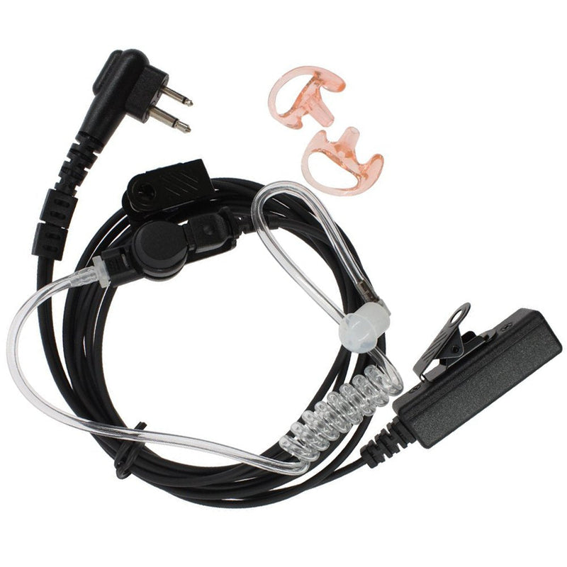 [Australia - AusPower] - KENMAX® 3' 2-Wire Coil Earbud Acoustic Tube Earpiece PTT Mic Headset Surveillance Kit with Replacement Medium Earmold Earbud for Motorola CLS1450 P180 P200 GP88 