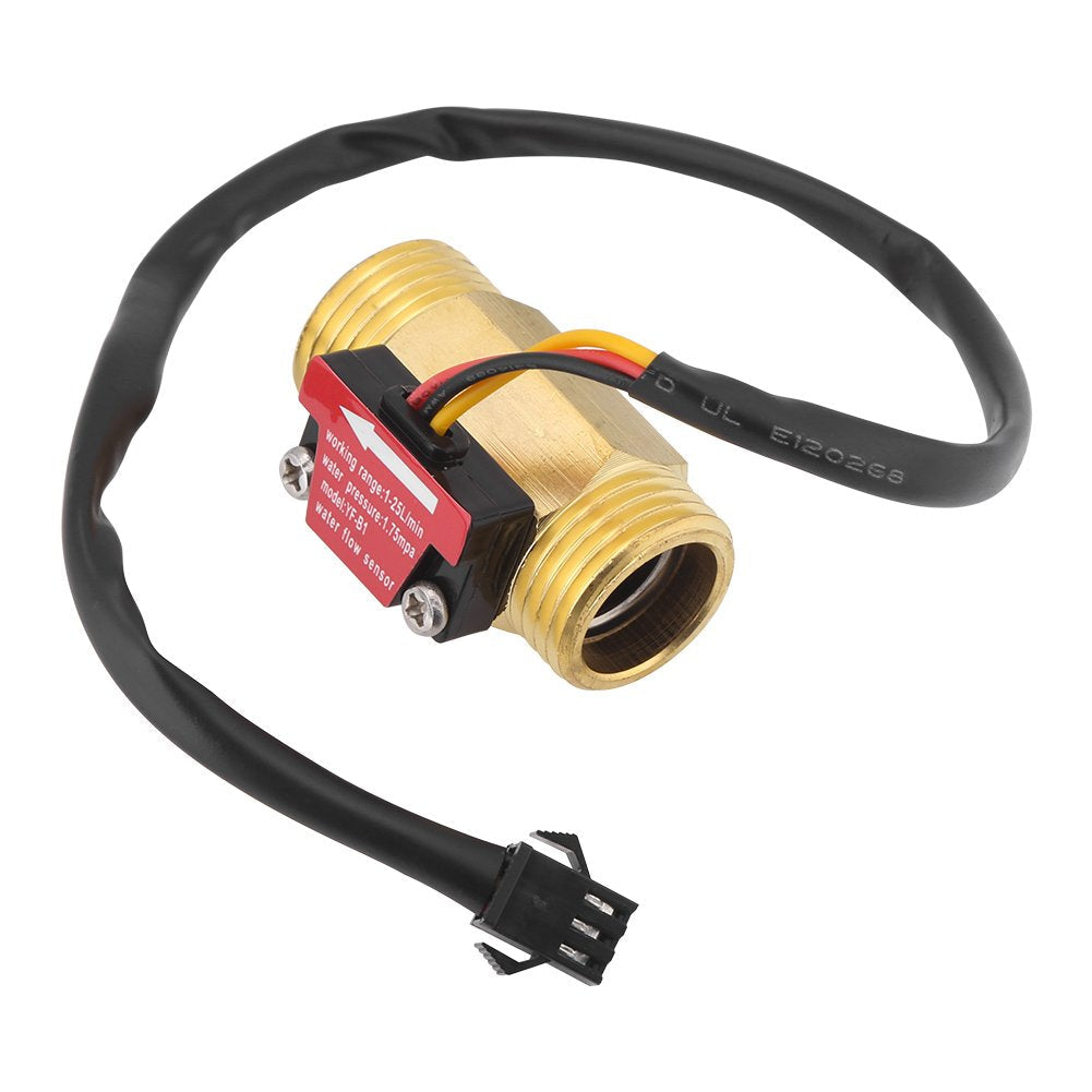 [Australia - AusPower] - G1/2'' Electric Magnetic Turbine Water Flow Meter Magnetic Brass Inline Hall Flow Sensor Switch External Threaded 1-25L/min 