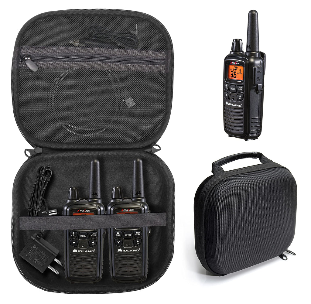 [Australia - AusPower] - Two Way Radio Speaker Case for Walkie Talkie like Motorola, Sokos, Uniden, FLOUREON, Midland, Dimy, Galwad, Aikmi, BETECH and others, mesh pocket for cable and accessories, featured carrying handle 