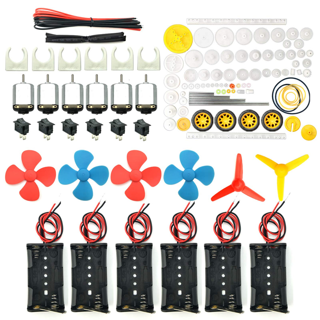 [Australia - AusPower] - EUDAX 6 set Rectangular Mini Electric 1.5-3V 24000RPM DC Motor with 84 Pcs Plastic Gears,Electronic wire, 2 x AA Battery Holder ,Boat Rocker Switch,Shaft Propeller for DIY Science Projects 