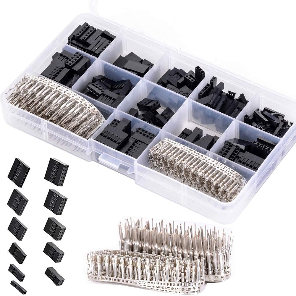 [Australia - AusPower] - CHENBO 620pcs 2.54mm/0.1" Connectors Wire Jumper Cable Pin Header Connector Housing Assortment Kit Male Female Crimp Pin Connector Terminal Pitch With Plastic Box 