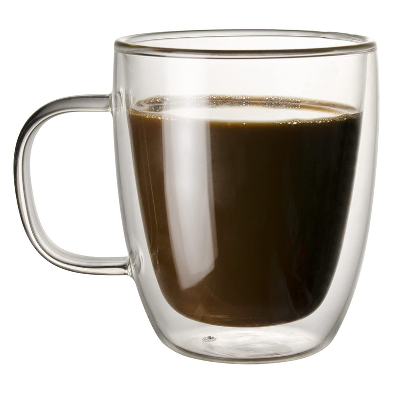 [Australia - AusPower] - Glass Coffee Mug, Double Wall Insulated Glass Cup 12 Oz Heat-resistant Clear Coffee Mug for Tea Coffee Latte Espresso Cappuccino and Beverage, Set of 1 (Round) 