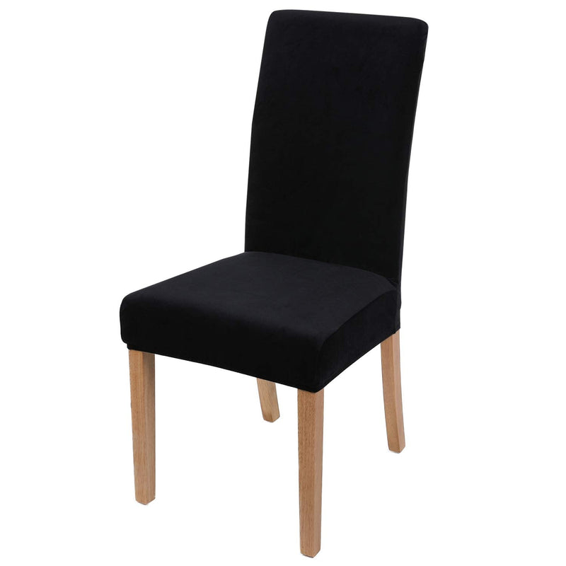 [Australia - AusPower] - Smiry Velvet Stretch Dining Room Chair Covers Soft Removable Dining Chair Slipcovers Set of 2, Black 