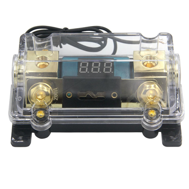 [Australia - AusPower] - ZOOKOTO 200A Fuse Holder,Car Stereo Audio Led Display Digital Voltage Inline ANL Fuse Holder 0 2 4 Gauge in Out with 200 Amp Fuse 1 IN 1 OUT With Digital Voltage Display 