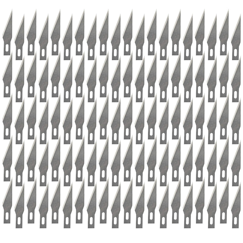 [Australia - AusPower] - Premium USA-Made Steel Hobby Knife Blades Mega Bulk 100 Pack. Save Time and Shipping Costs! The Fine Point #11 Size Blade Universally Fits #1 Craft Knife Handles for Modeling and Papercraft Projects 
