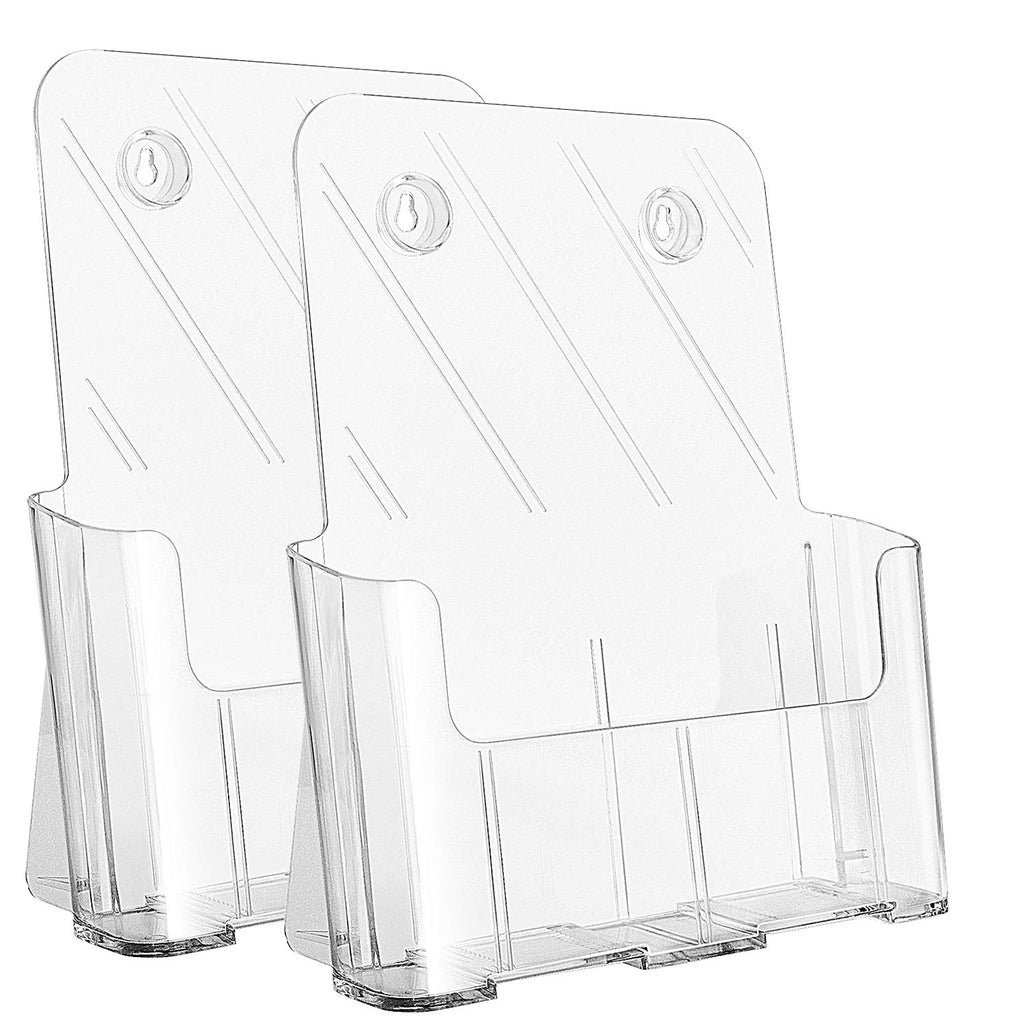 [Australia - AusPower] - KTRIO Acrylic Brochure Holder 8.5 x 11 inches Plastic Acrylic Literature Holders Clear Flyer Holder Rack Card Holder, Magazine, Pamphlet, Booklet Display Stand Trifold Holder Desk or Wall Mount 2 Pack 