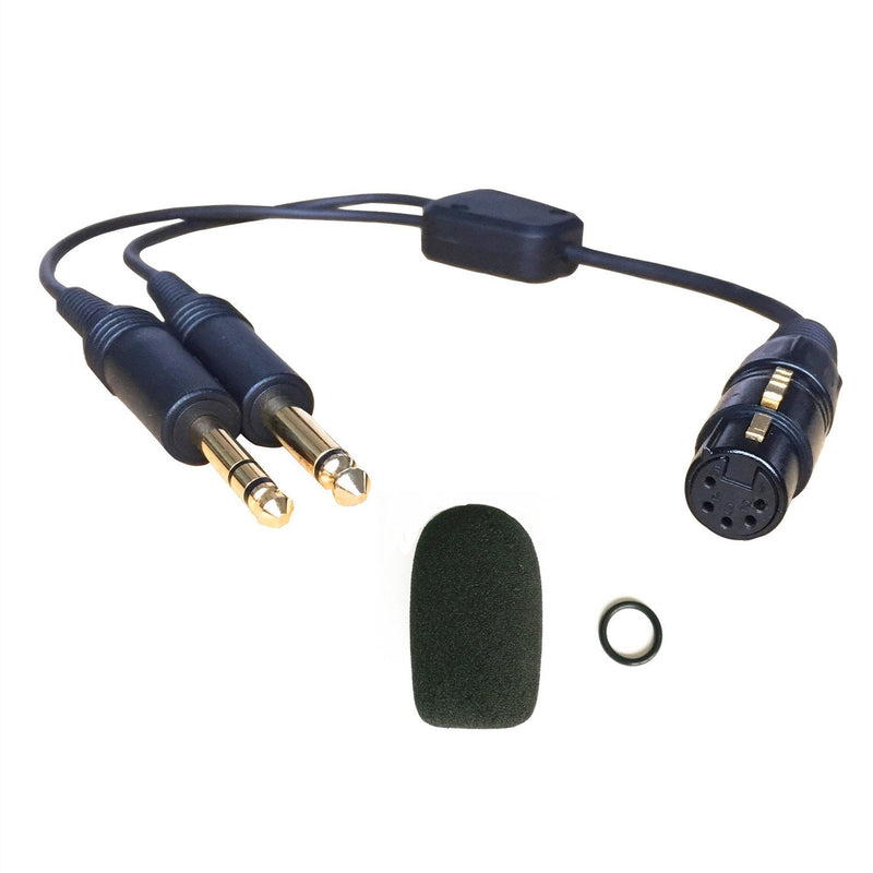 [Australia - AusPower] - UFQ Aviation headset AB-GA Airbus XLR to GA dual plugs Pilot Headset Adapter 5 pin female airbus XLR connector to GA twin plugs aviation headset adapter free with super high density sponge with O ring 