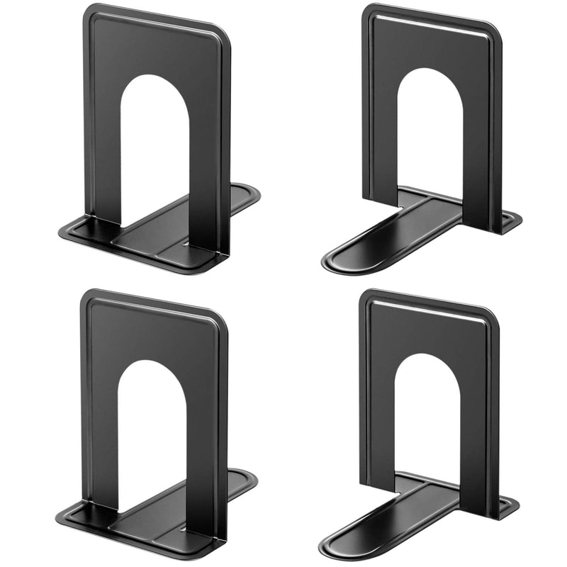 [Australia - AusPower] - MaxGear Book Ends Universal Premium Bookends for Shelves, Non-Skid Bookend, Heavy Duty Metal Book End, Book Stopper for Books/Movies/CDs/Video Games, 6 x 4.6 x 6 in, Black (2 Pairs/4 Pieces, Large) 2 Pairs 