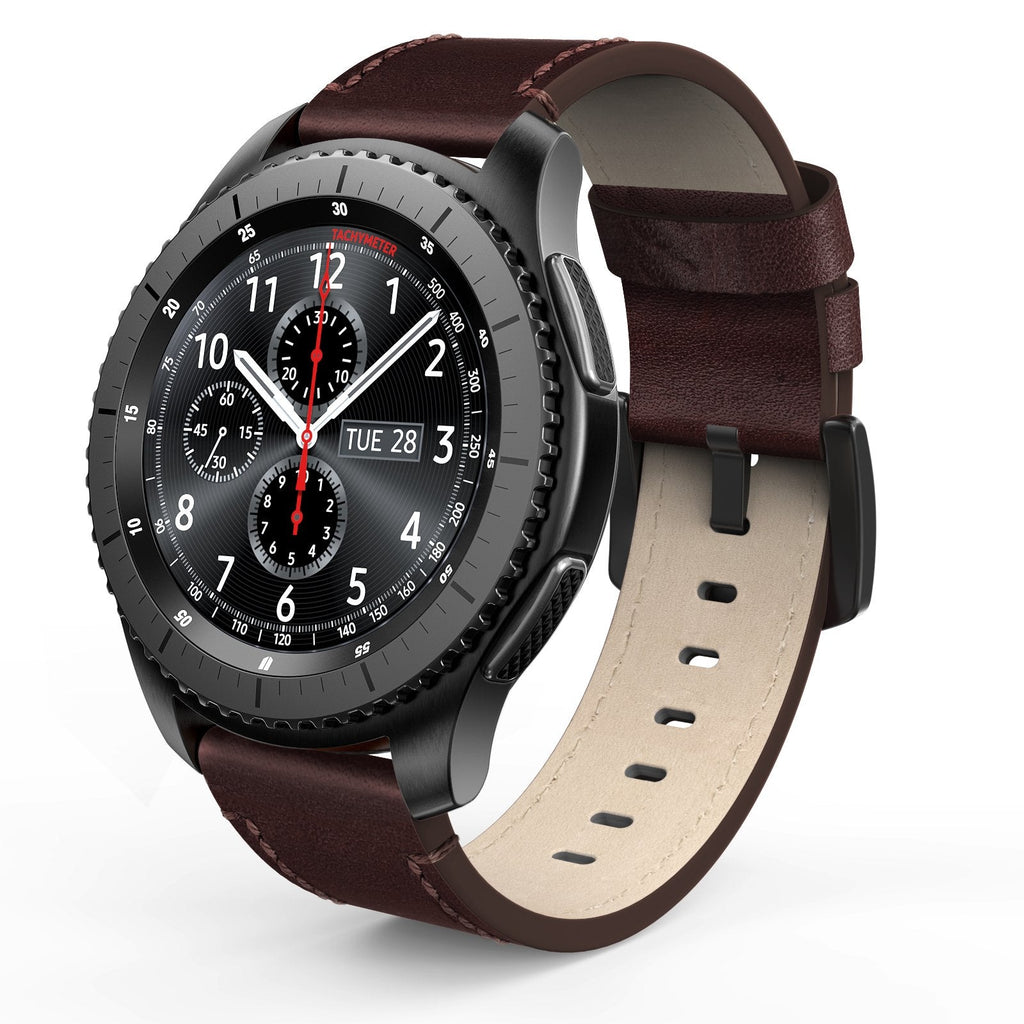 [Australia - AusPower] - SWEES Leather Bands Compatible for Galaxy Watch 3 45mm & Gear S3 Frontier & Classic and Galaxy Watch 46mm, Genuine Leather 22mm Strap Replacement Wristband for Samsung Gear S3 Smartwatch, Brown Coffee 