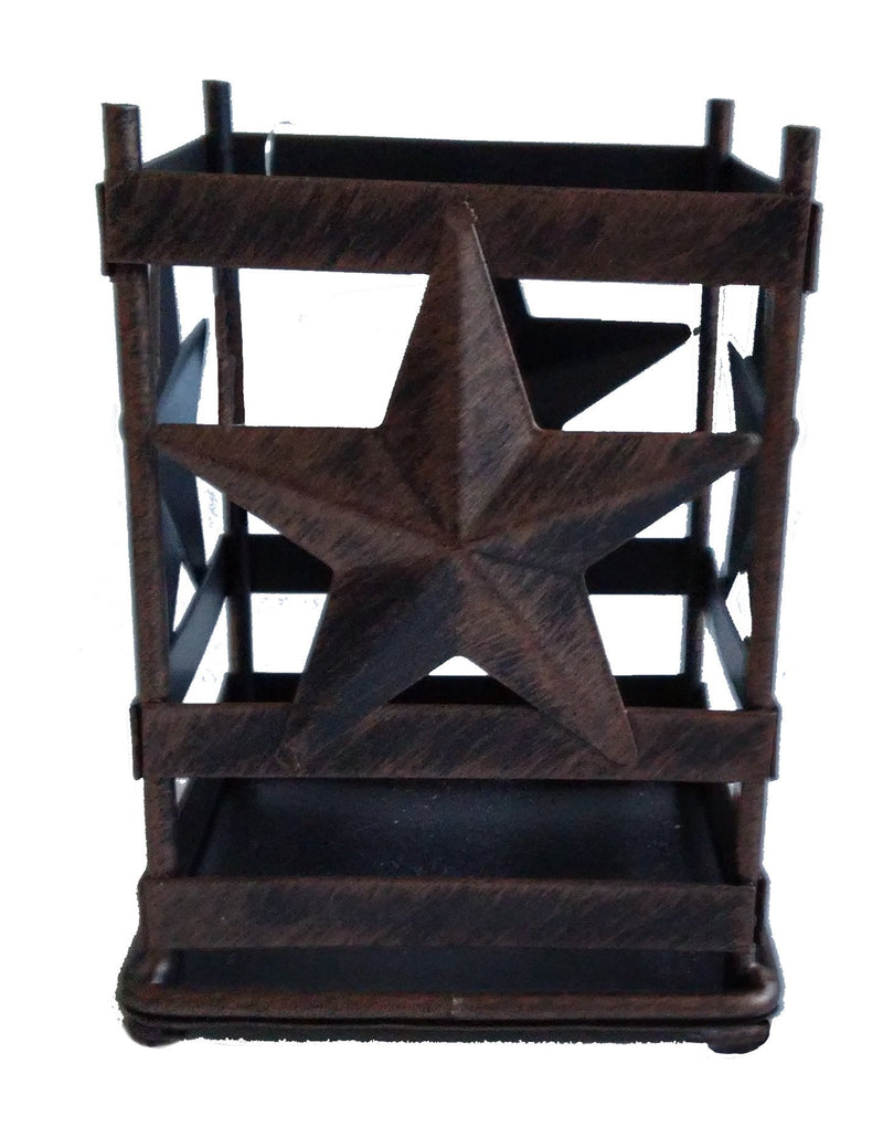 [Australia - AusPower] - Rustic Metal Star Desk Organizer Container (4.5" L x 3.2" W x 4.5" H, Metal) 