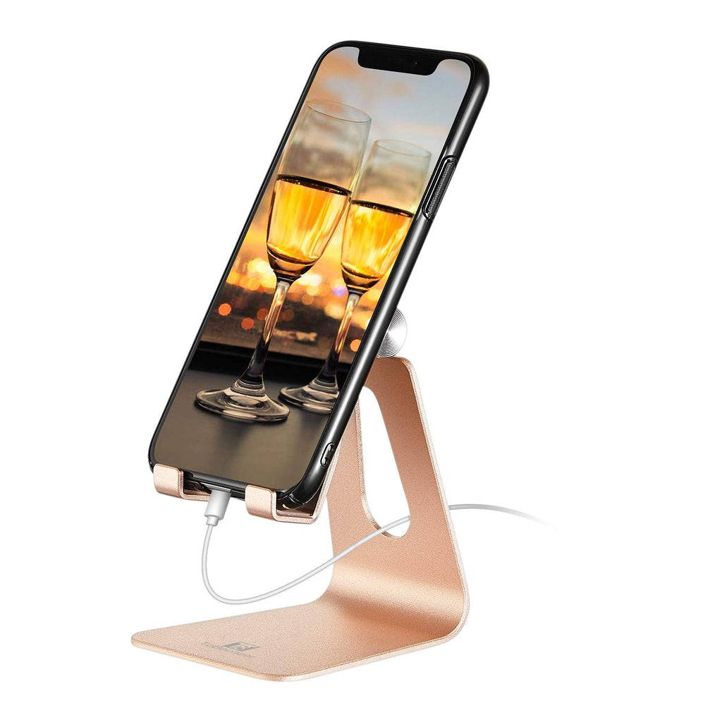 [Australia - AusPower] - Adjustable Cell Phone Stand - ToBeoneer Phone Holder, [Updated] Phone Cradle Dock for iPhone 12 13 11 X 8 7 6 Plus All Smart Phones Desk Accessories - Gold 