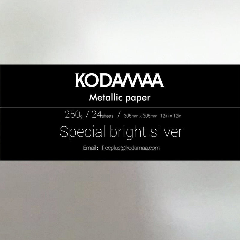 [Australia - AusPower] - KODAMAA 12“x12”Square Art Craft Gold/Silver Cardstock, Multipurpose Shimmer Metallic Paper Perfect for Festival Crafting, Party Decoration, Gift Packaging (24 Sheets) (Bright Silver) Bright Silver 
