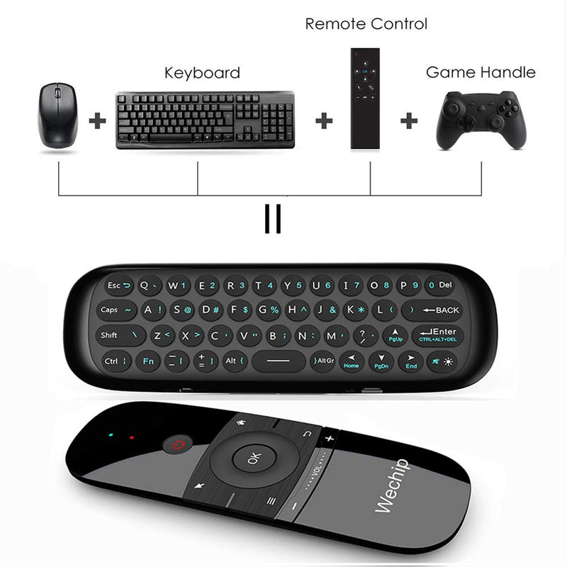 [Australia - AusPower] - WeChip W1 Remote 2.4G Wireless Keyboard Multifunctional Remote Control for Nvidia Shield/Android TV Box/PC/Projector/HTPC/All-in-one PC Black 