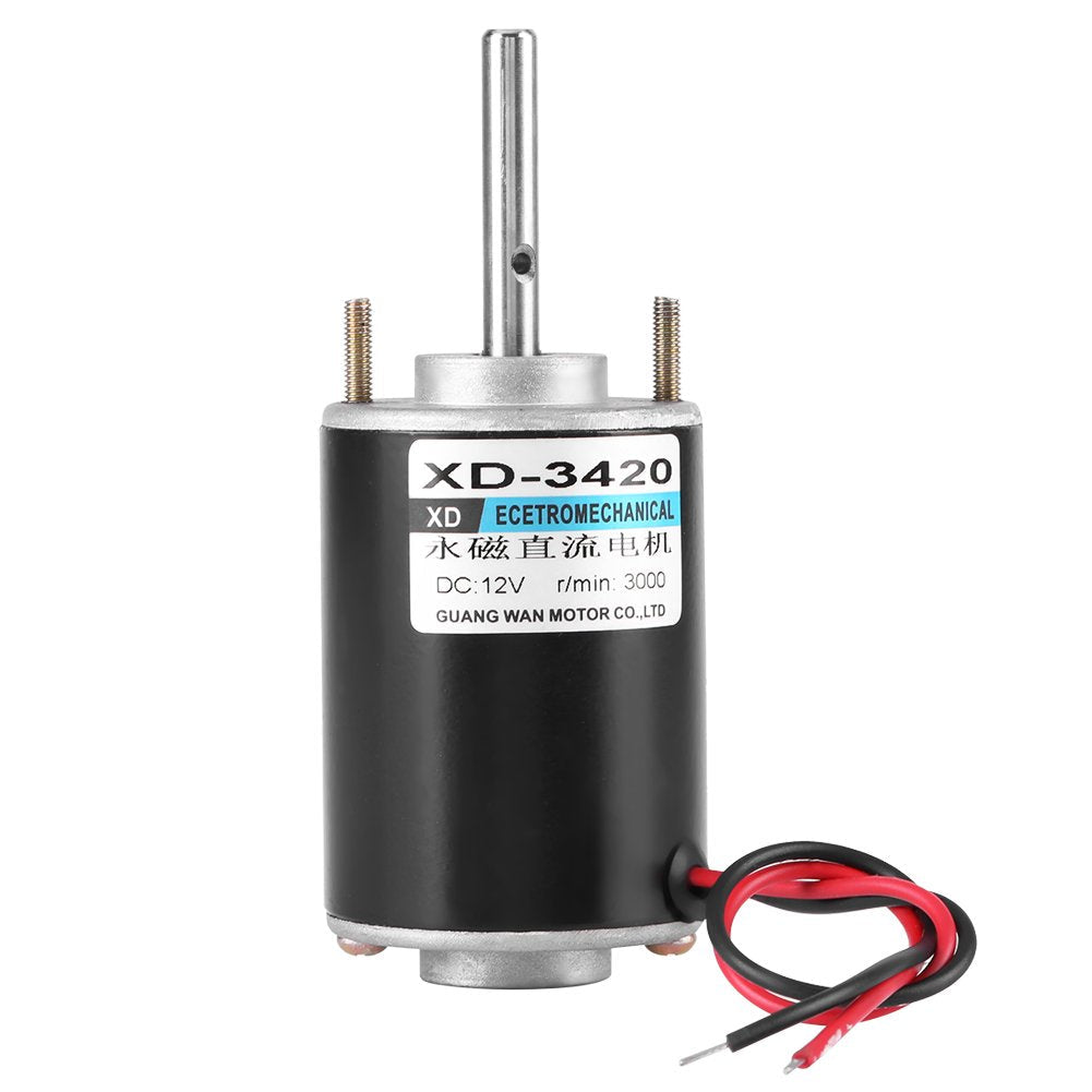 [Australia - AusPower] - 12V/24V 30W CW/CCW Permanent Magnet DC Motor Reversible Electric Gear Motor High Speed Low Noise for DIY Generator XD-3420 (12V 3000RPM) 